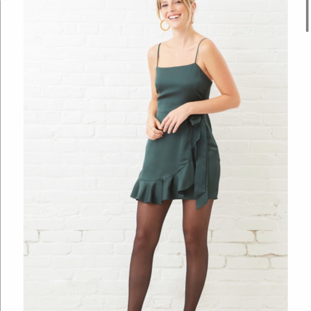 A Love Like You Green Ruffle Shine Mini Dress